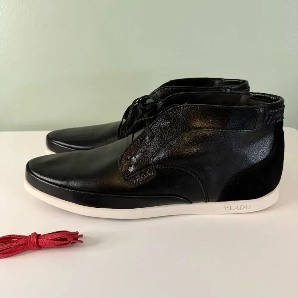 Vlado Men's Black Chukka Genuine Leather Lace Up Ankle Boots Size 12‎ NIB